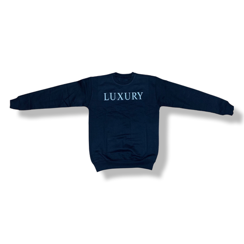 Black Long Sleeve “Luxury” Crew Neck Sweater